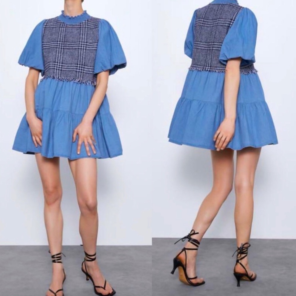 Zara Denim Tweed Dress. Slightly Used